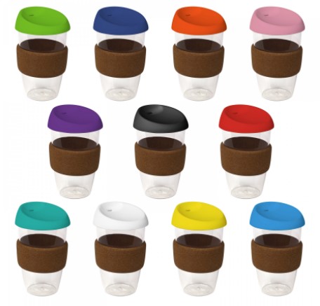 Plastic Karma Cups with cork band and silicon lid